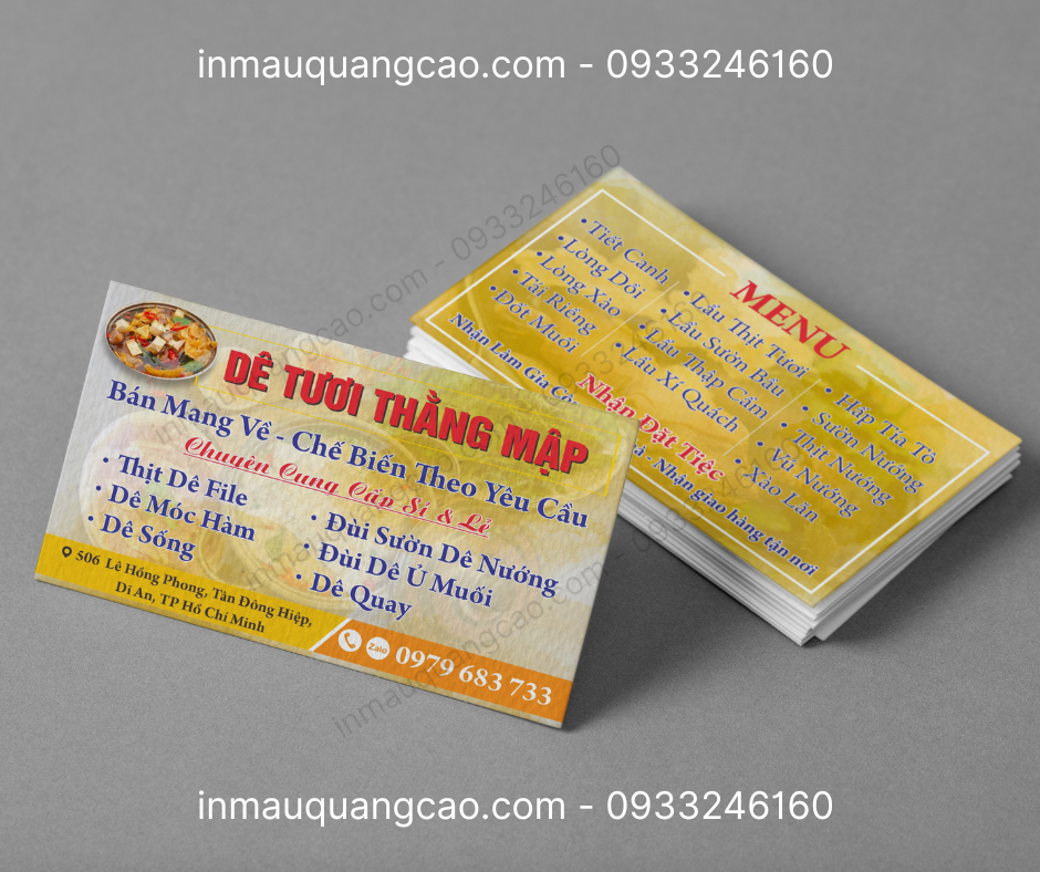 Mẫu card visit danh thiếp quán dê tươi 